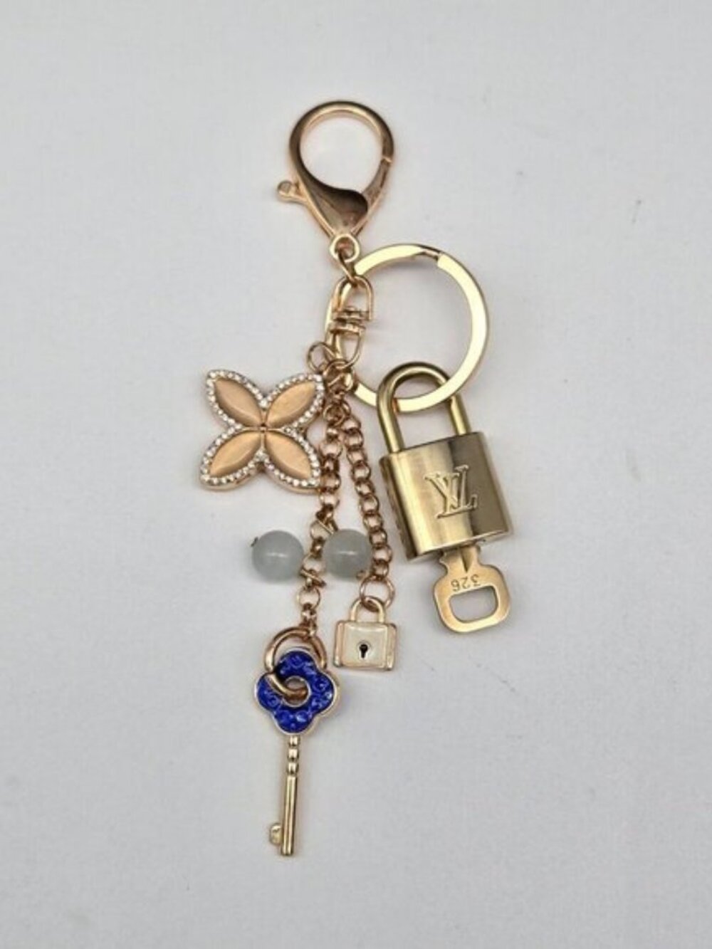 Authentic Louis Vuitton Gold Lock & Key 🔑 Bag Charm w/ Unbranded Charm - Picture 7 of 9